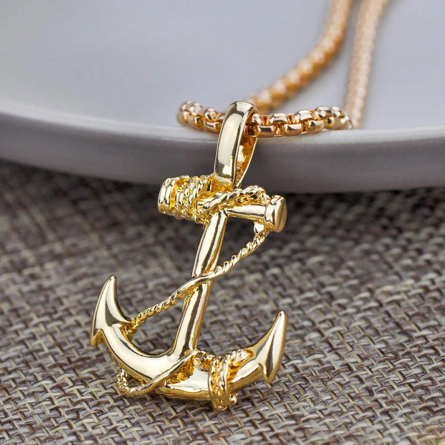 EZUY GNAY Fashion Retro Nautical Anchor Pendant Necklace Stainless Steel Jewelry Anchor Chain Accessories for Men&Womens