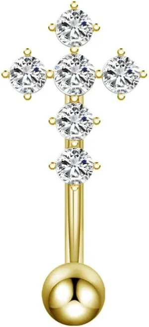 Faith Cross Eyebrow Ring Cubic Zirconia Crystal Screw Ball Labret Lip Stud 16G Curved Barbell Daith Rook Earring Dainty Body Piercing Jewelry Gifts for Women Men