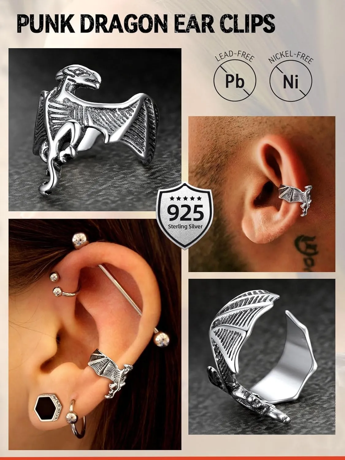 FaithHeart Ear Cuff Earrings for Women Non Piercing Lightweight Sterling Silver Ear Cuff for Non Pierced Ears Hypoallergenic Fake Earrings with Gift Box