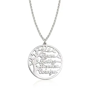 Family Tree Necklace For Women Personalized Handmade Kids Name Handmade Jewelry Custom Children Name Pendant Mother Gift for Granmother 925 Sterling Silver 14K Gold Filled Handmade Jewelry