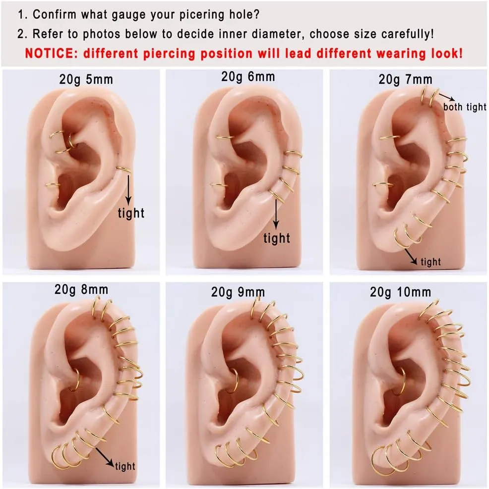 FANSING Men Women 316L Surgical Steel Hinged Nose Rings Hoop for Nostril Septum Cartilage Helix Daith Tragus Rook Conch Lip Ear Lobe Piercings