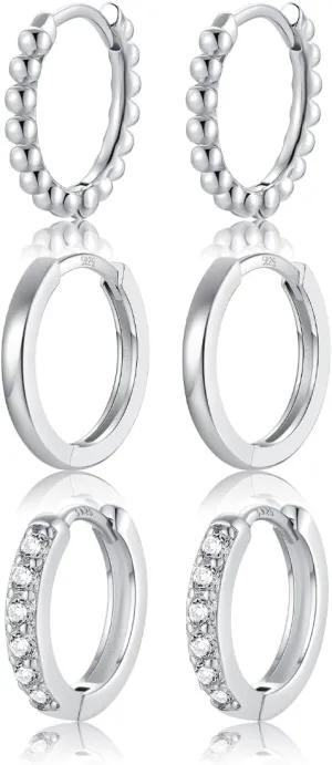 Fcebsty Small Huggie Hoop Earrings Set,3 Pairs Small Gold Hoops Earrings Set Hypoallergenic Lightweight Huggie Hoops Earrings for Women (10mm*3)