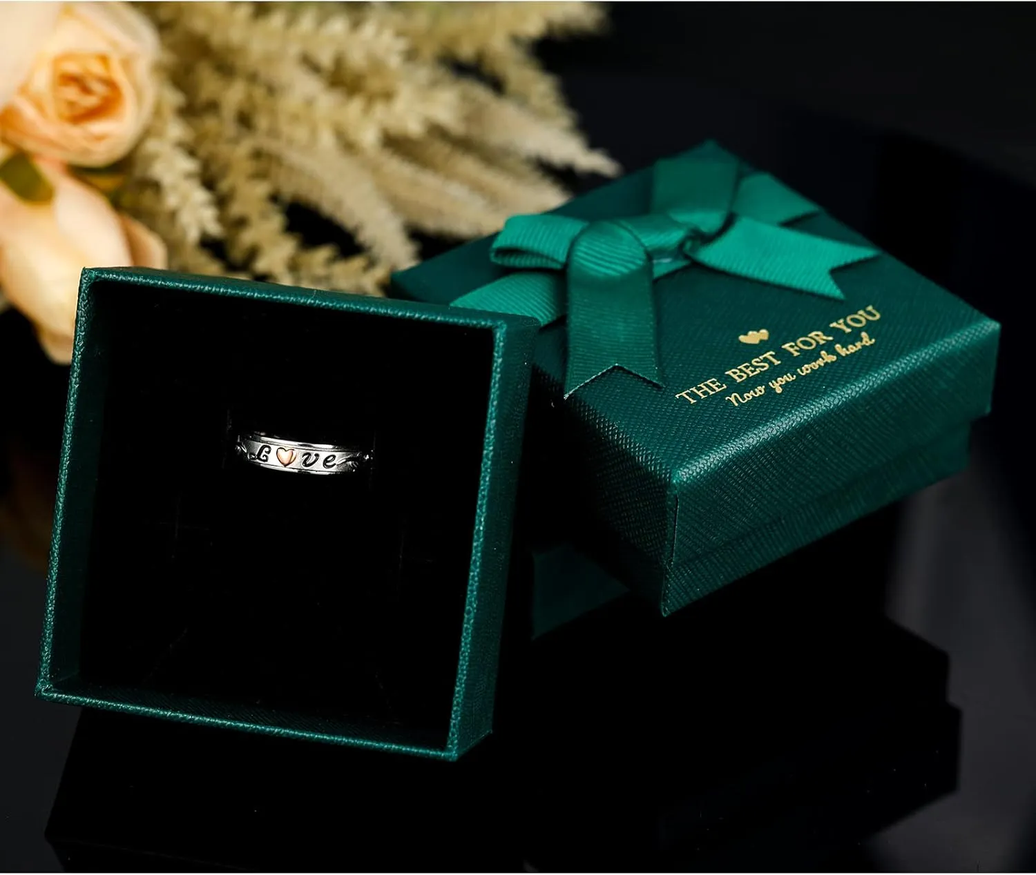 Fidget Ring 925 Sterling Silver Anxiety Relieve Spinner Rings Rose Flower Sunflower Band Ring ADHD Autism Stress Relieving for Women Men