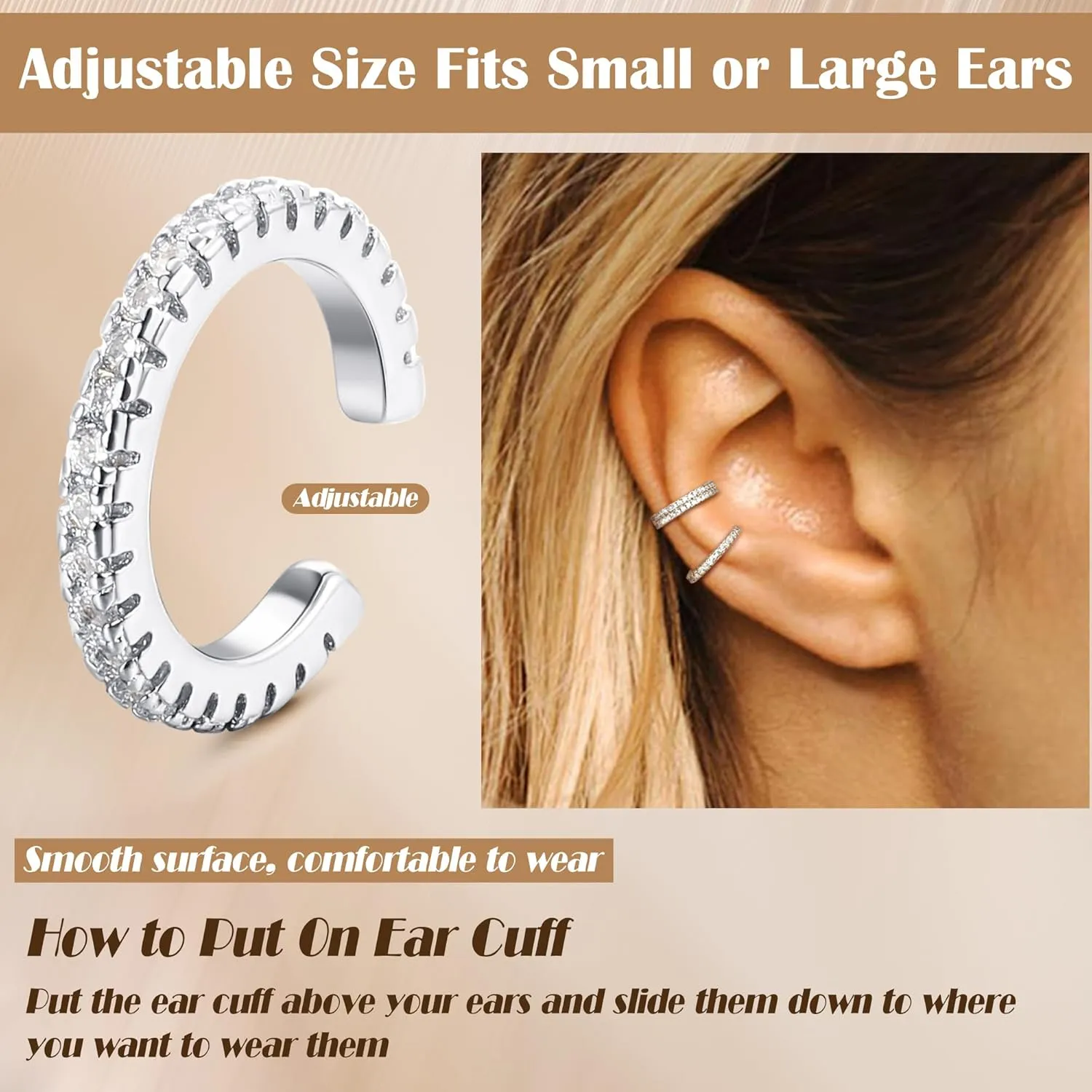 Finrezio 9Pcs Ear Cuffs for Women Non Piercing 18K Gold Plated Cuff Earrings Non Pierced Gold Ear Cuff Clip on Cartilage Earring Adjustable Fake Earrings