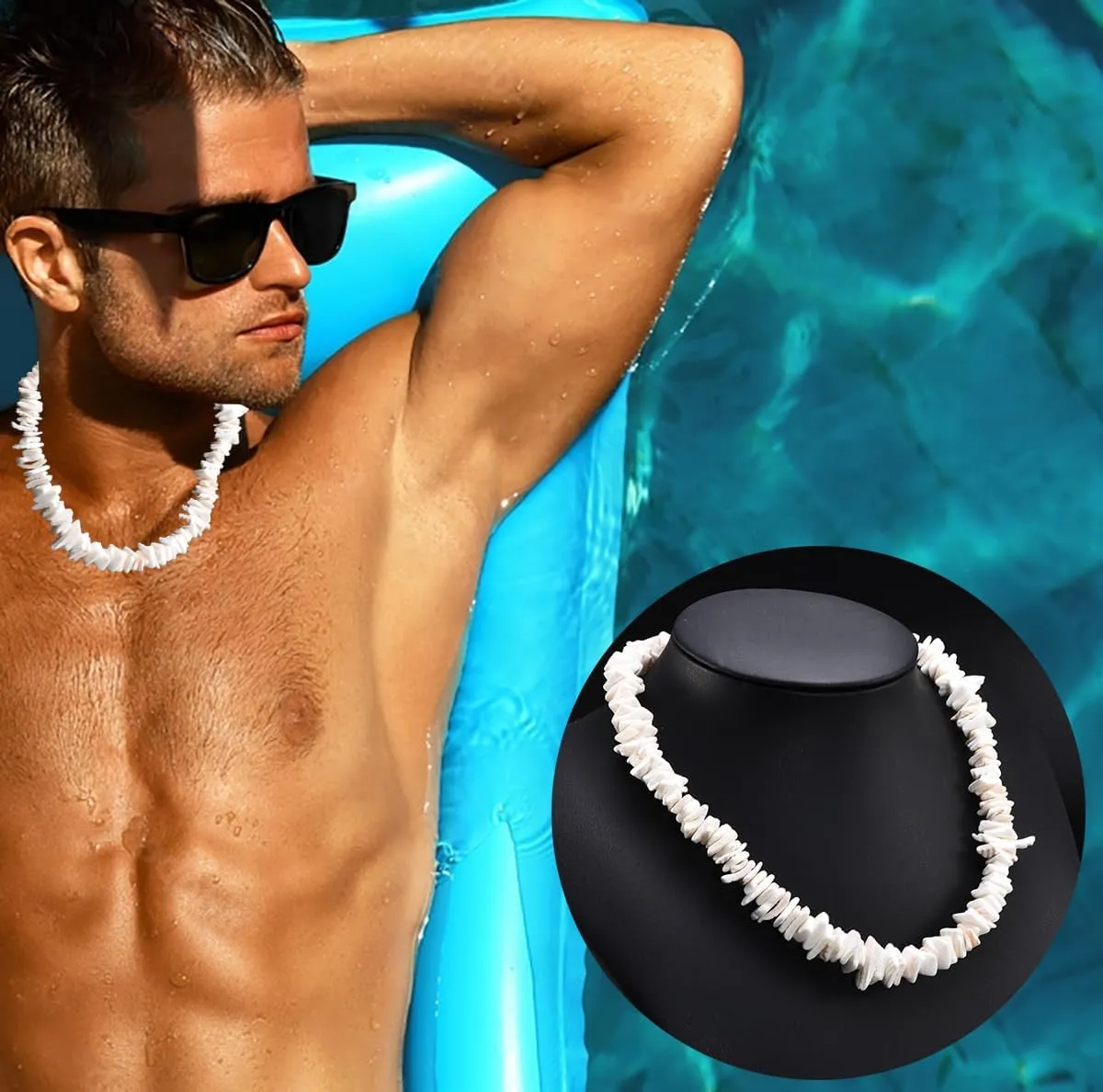 FIRAZIO 5pcs Puka Shell Necklace - Summer Beach Surfer & Hawaiian Necklace for Men & Women - White Beach Jewelry