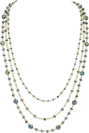 Firstmeet Long Chain Multi Layer Fashion Glass Beads Handmade Necklace for Women