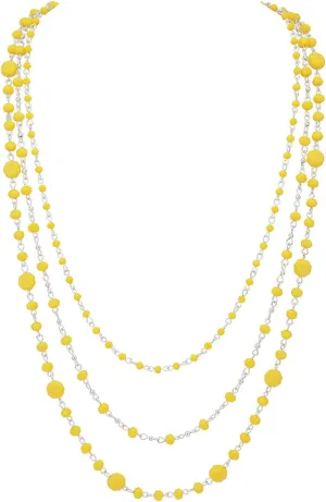 Firstmeet Long Chain Multi Layer Fashion Glass Beads Handmade Necklace for Women