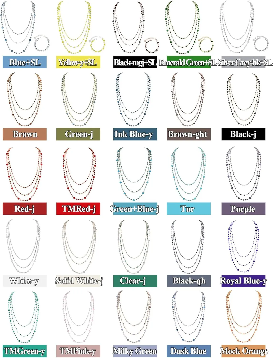 Firstmeet Long Chain Multi Layer Fashion Glass Beads Handmade Necklace for Women