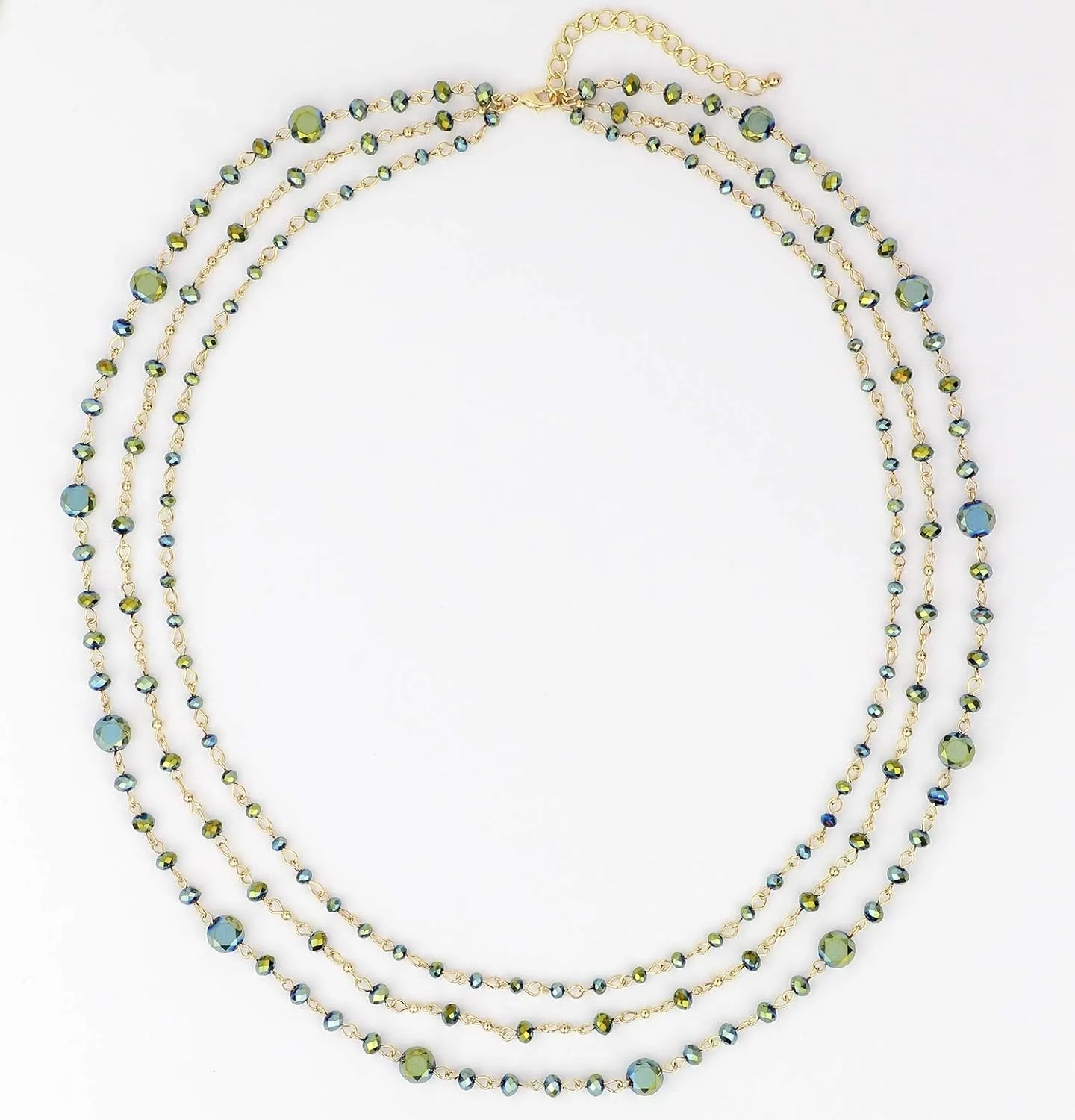 Firstmeet Long Chain Multi Layer Fashion Glass Beads Handmade Necklace for Women