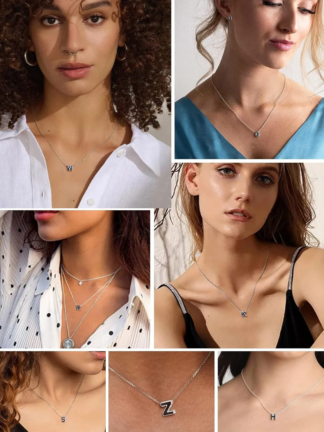 FOCALOOK Initial Necklace 925 Sterling Silver Letter Pendant 26 Alphabet Necklace for Women 16Inch