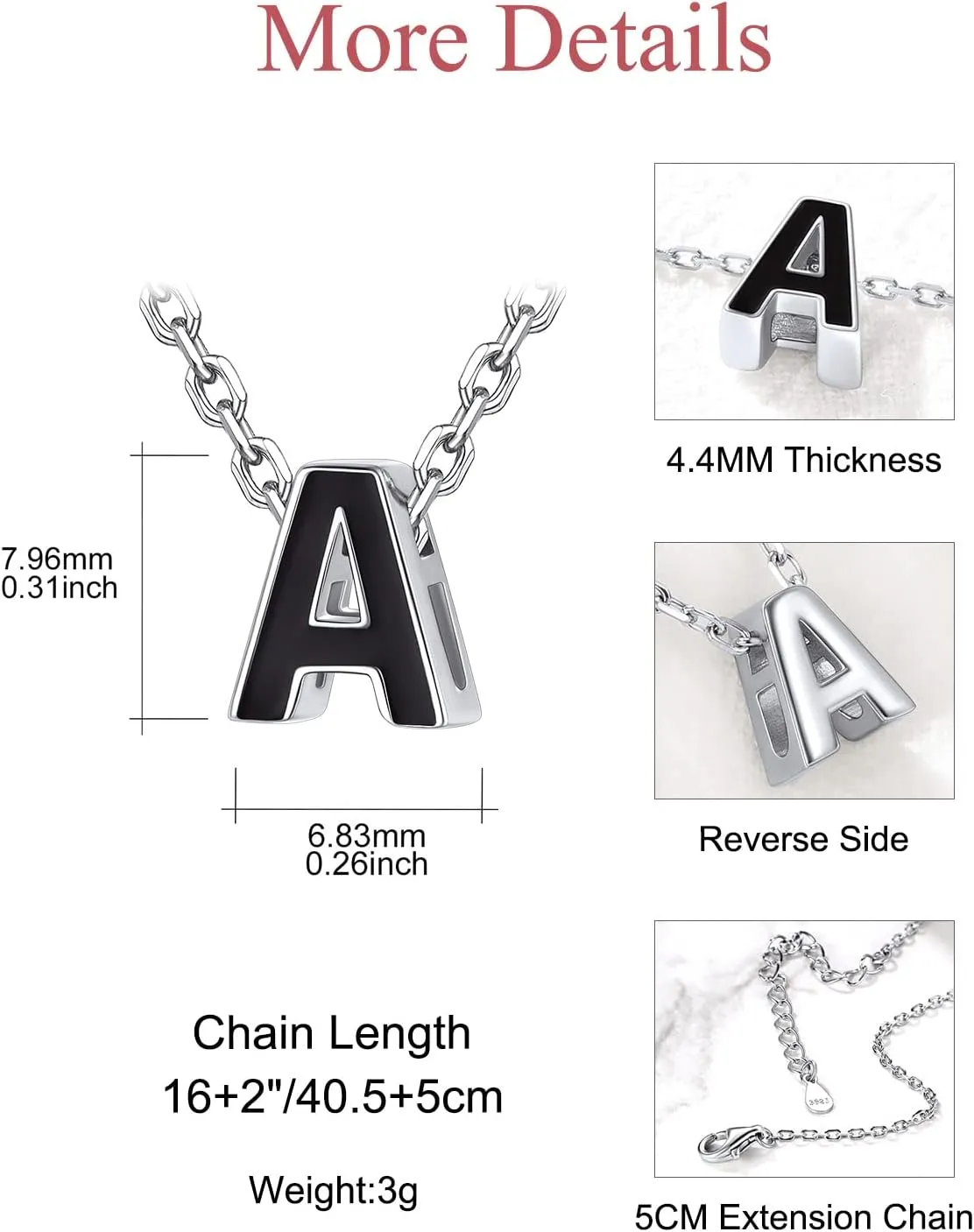 FOCALOOK Initial Necklace 925 Sterling Silver Letter Pendant 26 Alphabet Necklace for Women 16Inch
