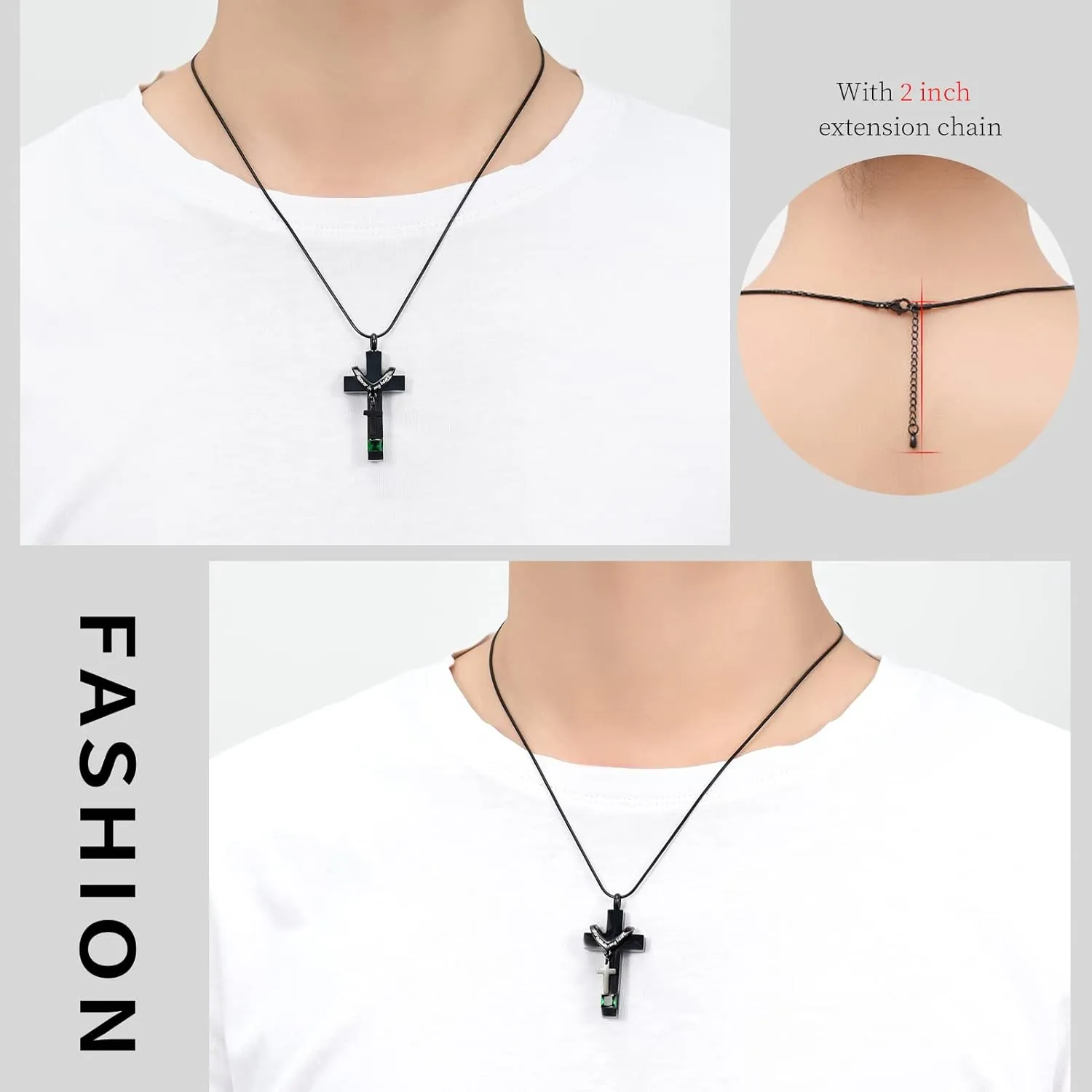 Forever in My Heart Birthstone Personalized Double Cross Urn Pendant Cremation Jewelry for Ashes Cross Ashes Keepsake