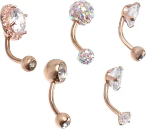 FRCOLOR 5pcs Zircon Navel Jewelry Elegant Bellybutton Rings for Parties Dances and Street Photography Durable and Creative Navel Decoration for Women Design