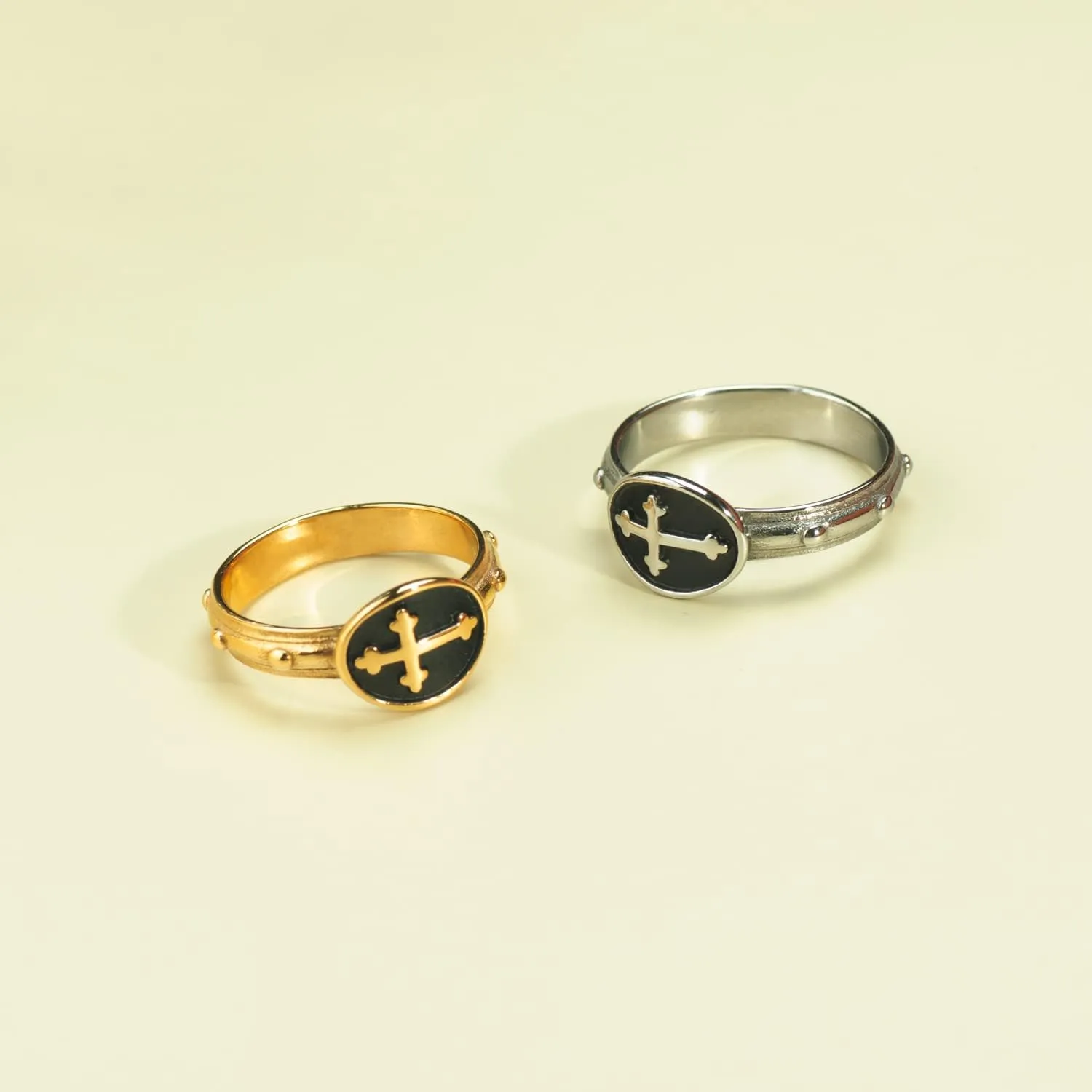 French Rosary Cross Ring for Women Praying Jewelry Silver/Gold Band Ring Catholics Gift