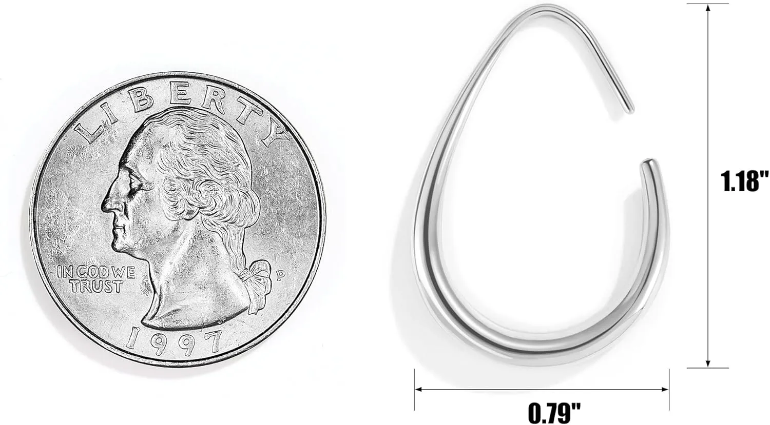 Gacimy Teardrop Hoop Earrings for Women, 14K Gold Plated Oval Pull Through Hoop Earrings for Women, Gold Drop Hoop Earrings for Women