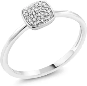 Gem Stone King 10K Solid White Gold White Diamond Square Engagement Ring For Women | Available In Size 5, 6, 7, 8, 9