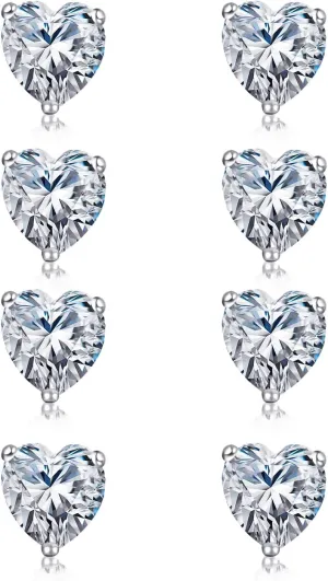 GEMSME Bridesmaids Earrings,18K White Gold Plated Cubic Zirconia Teardrop Wedding Stud Earrings Pack