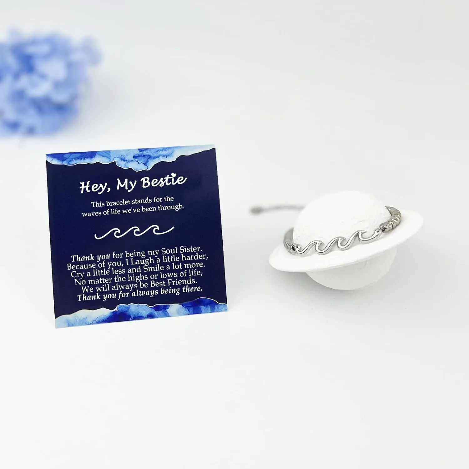 Gifts for Mom Wife Grandma Daughter Friend Bestie Soul Sister, Silver Waves Bracelet Birthday Gift Ideas for Woman, The Waves of Life We've Through Together Gift for Christmas Mothers Day Gifts