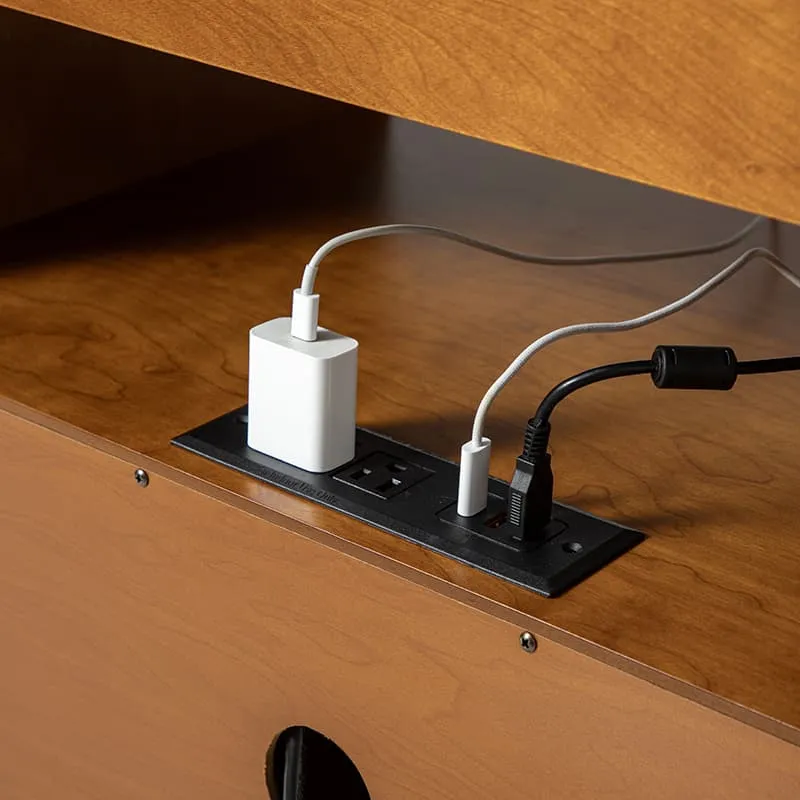 Giralda 2-Drawer Mid-century Modern Nightstand with Built-In Outlets