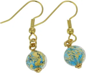 Glass Of Venice Murano Glass Golden Glow Earrings - Aqua
