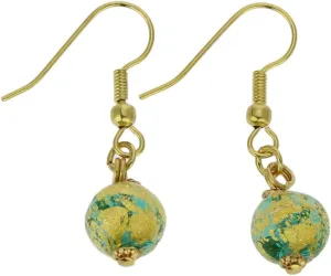 Glass Of Venice Murano Glass Golden Glow Earrings - Green