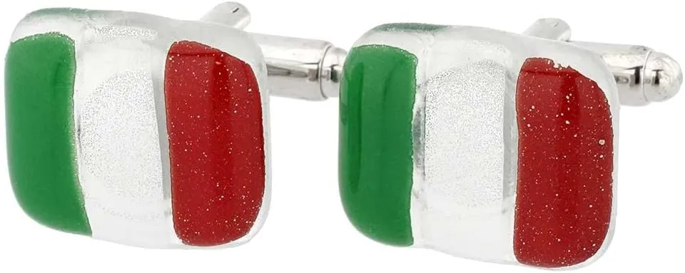 Glass Of Venice Murano Glass Venetian Cufflinks - Italian Flag Colors