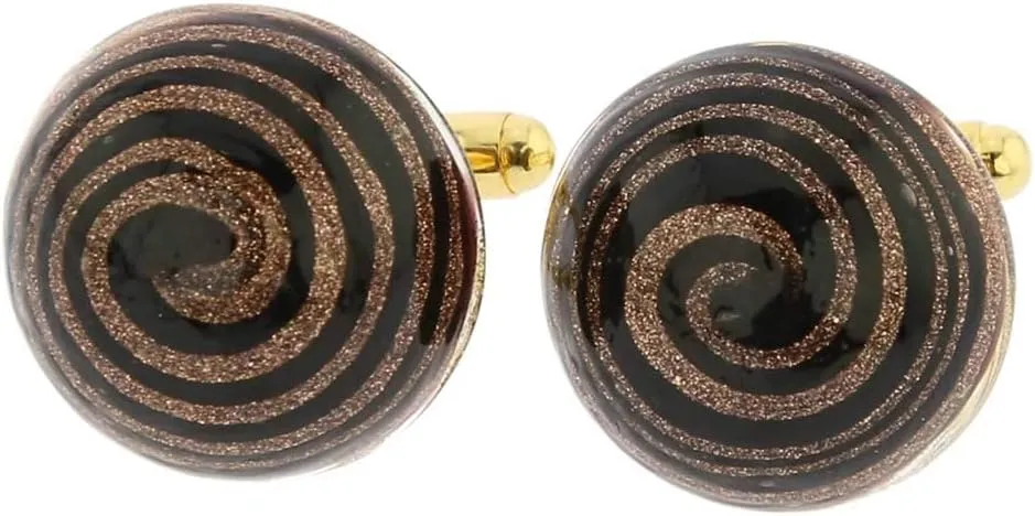 Glass Of Venice Murano Glass Venetian Sparkles Cufflinks - Black