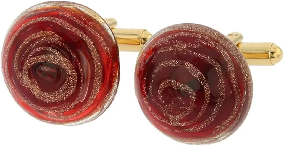 Glass Of Venice Murano Glass Venetian Sparkles Cufflinks - Ruby Red