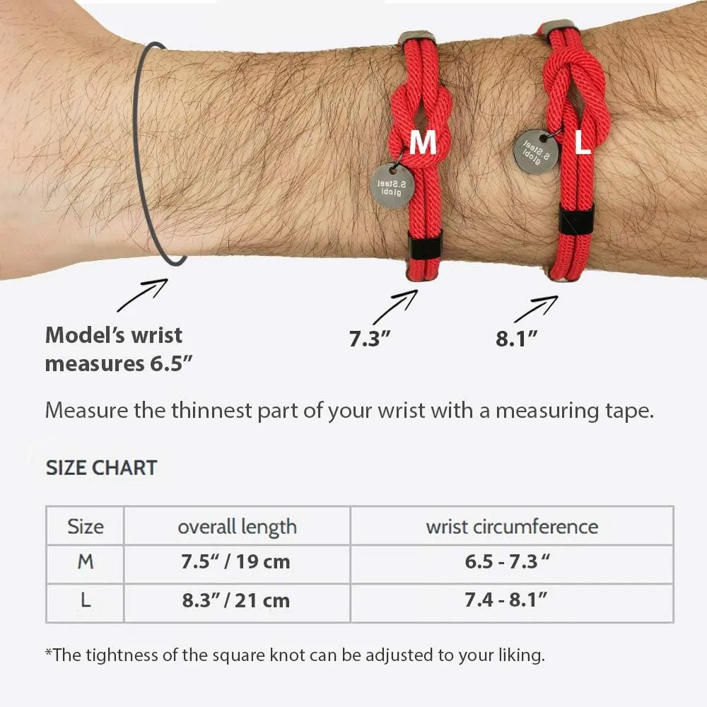 globi Paracord Braided Rope Bracelet for Men Women | Lightweight Nautical Unisex Cuff Bracelet with Stainless Steel Magnetic Clasp