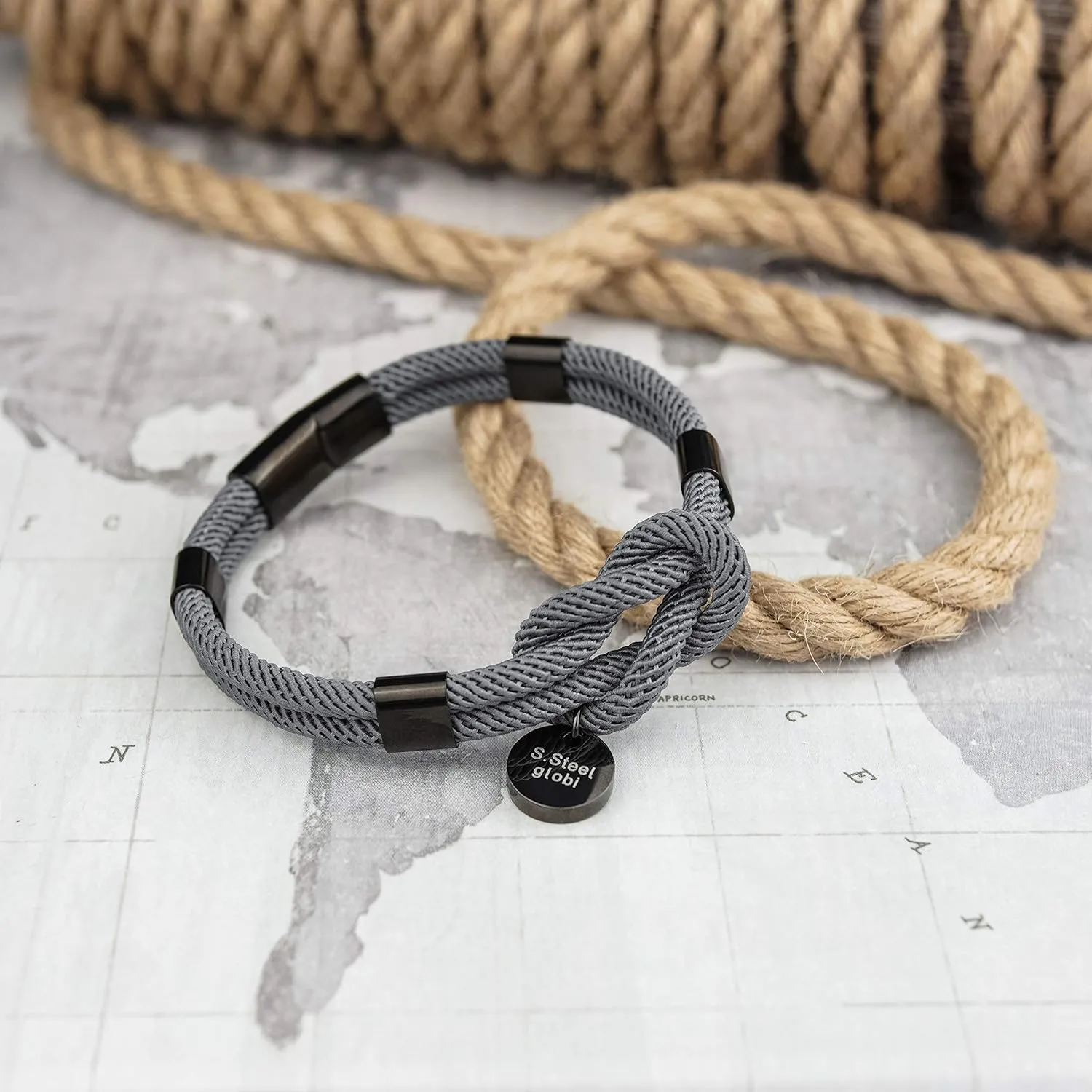 globi Paracord Braided Rope Bracelet for Men Women | Lightweight Nautical Unisex Cuff Bracelet with Stainless Steel Magnetic Clasp