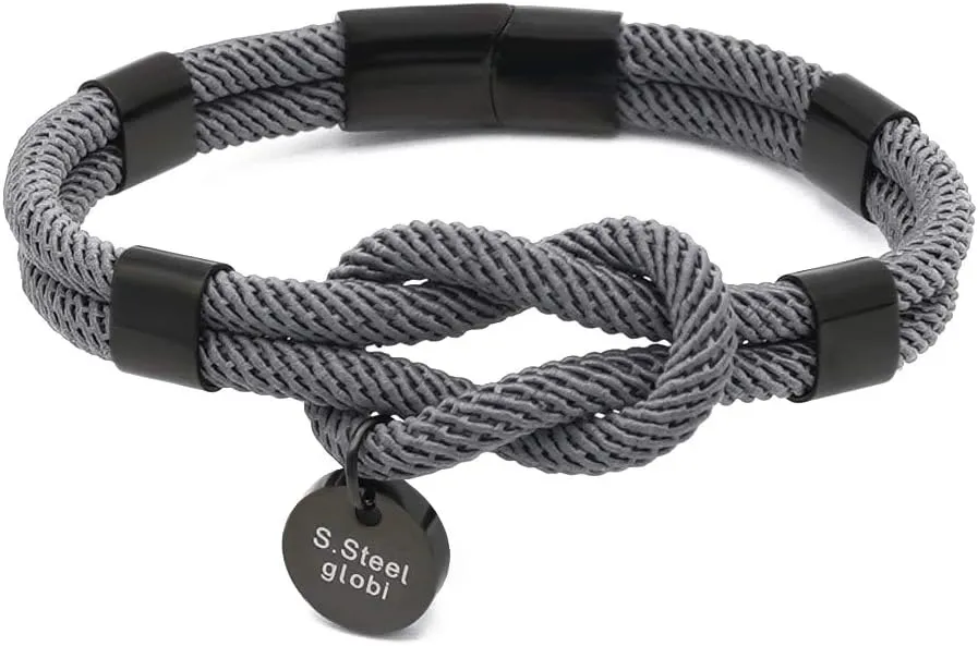 globi Paracord Braided Rope Bracelet for Men Women | Lightweight Nautical Unisex Cuff Bracelet with Stainless Steel Magnetic Clasp