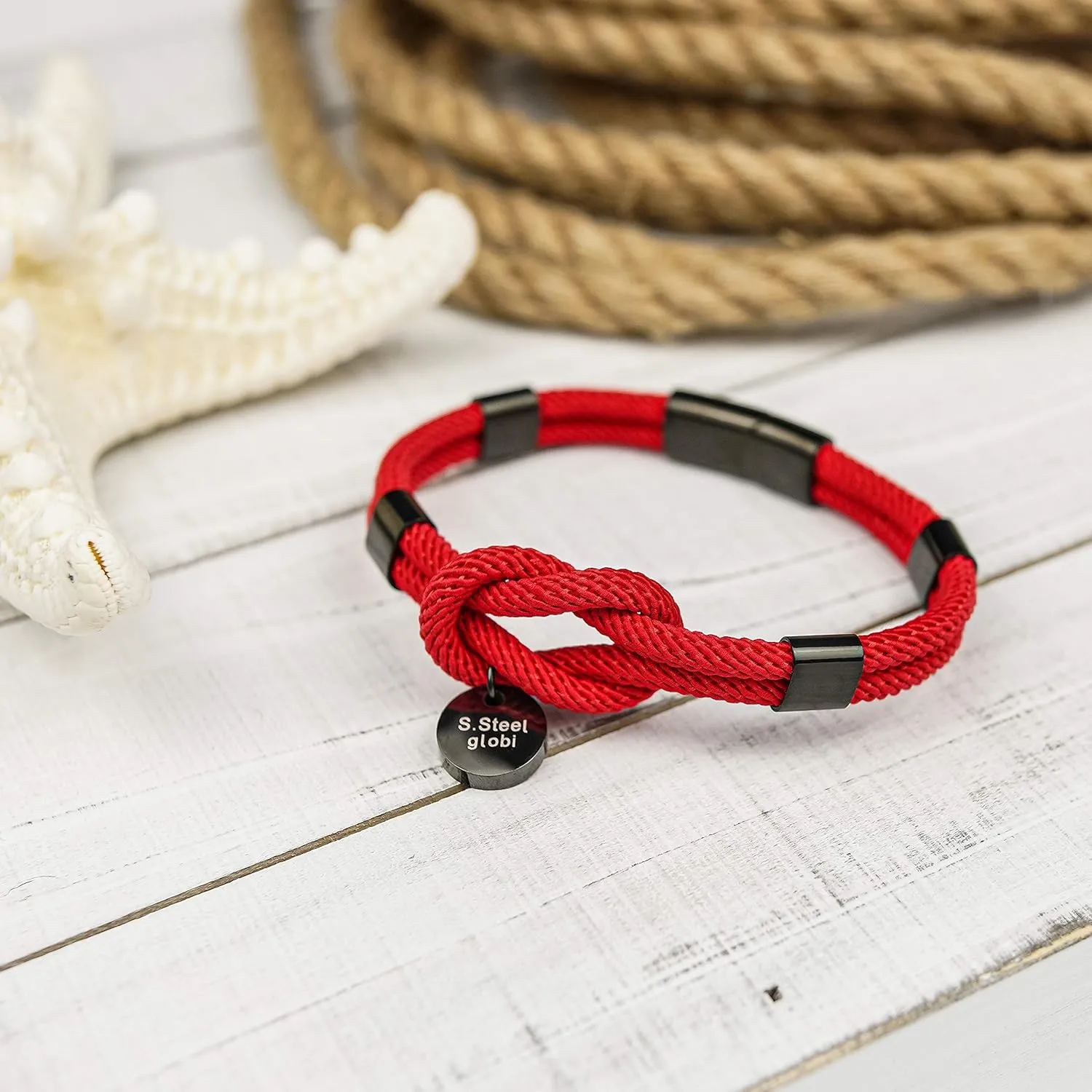 globi Paracord Braided Rope Bracelet for Men Women | Lightweight Nautical Unisex Cuff Bracelet with Stainless Steel Magnetic Clasp