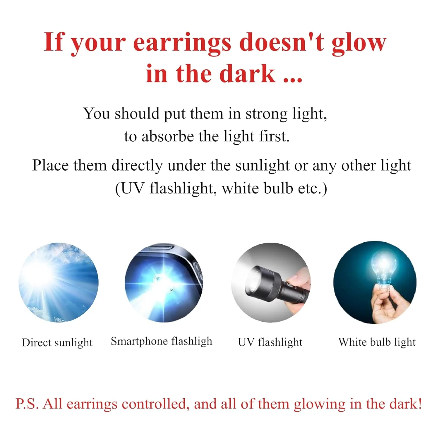 Glow in the Dark 3 Pair Set Stainless Steel Stud Earrings for Women, Teens and Girls, Hypoallergenic Post Earrings, Elesea Jewelry - Handmade in Italy (Green, Yellow, Pink, 8.)