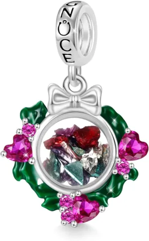 GNOCE Christmas Transparent Garland Gem Pendant Dangle Charm Sterling Silver Christmas Charm Fit Bracelet/Necklace for Women Wife/Jewelry Gift