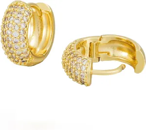 Gold Hoop Earrings for Men | 14K Gold Plated Cartilage Huggie Earrings, Hypoallergenic Lightweight CZ Inlaid with 925 Sterling Silver Posts