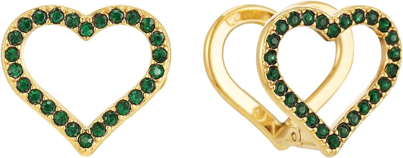 Gold Hoop Earrings for Women, Heart/Pentagram/Star Huggie Earrings with Cubic Zirconia Hypoallergenic Love Jewelry Gifts