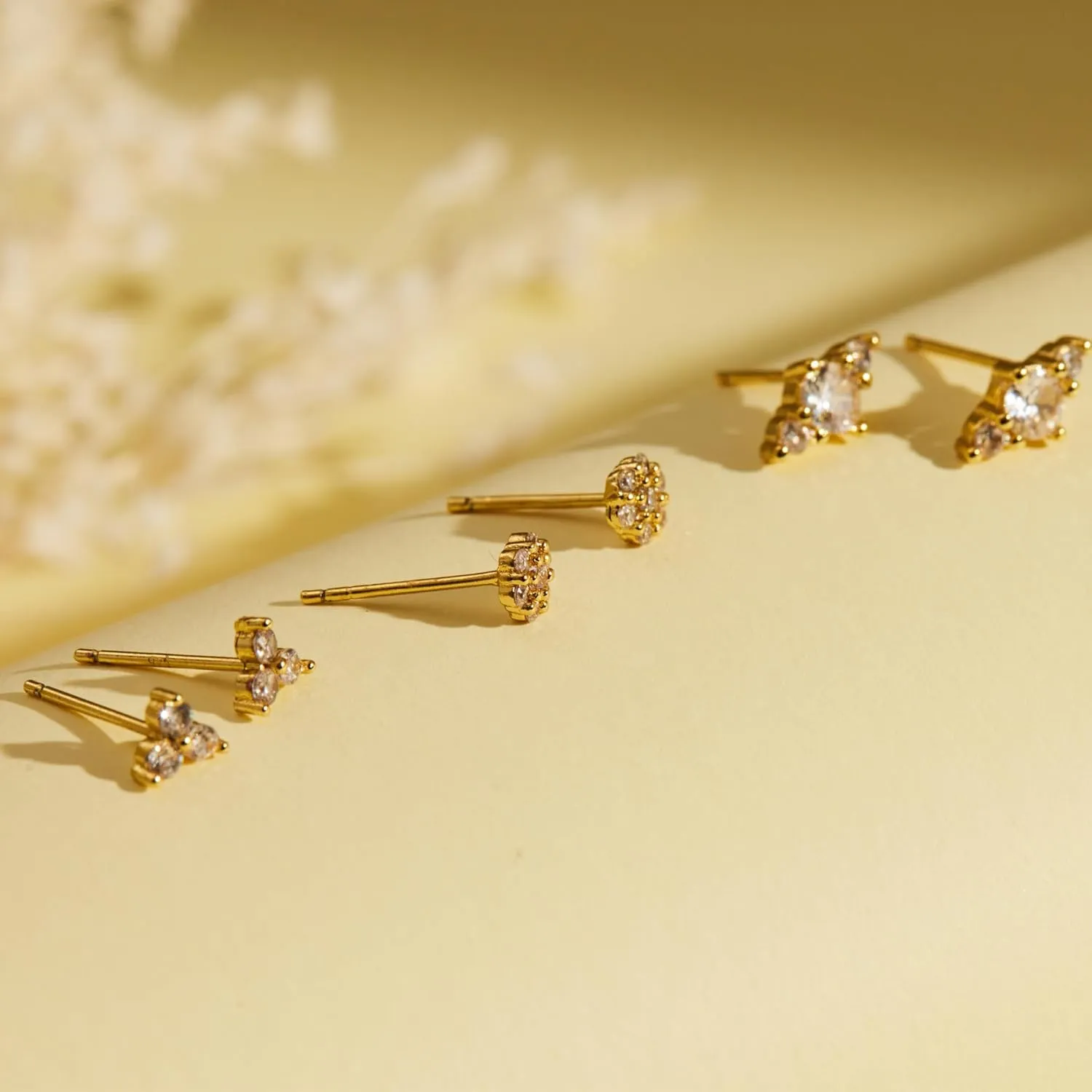 Gold Hypoallergenic Stud Earrings with S925 Sterling Silver Post for Sensitive Ears Dainty Tiny Cartilage Tragus Earring Sets for Multiple Piercing Cute Mini Cubic Zirconia Hoop Earring Stacks for Jewelry Gifts