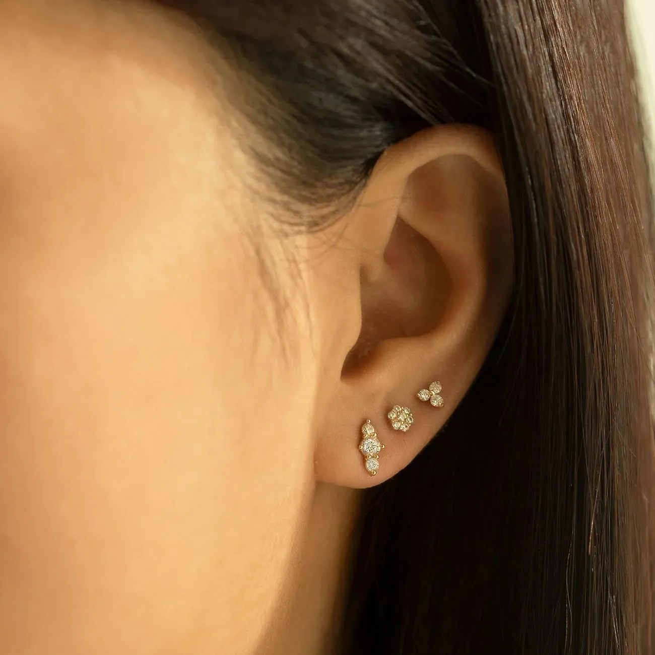 Gold Hypoallergenic Stud Earrings with S925 Sterling Silver Post for Sensitive Ears Dainty Tiny Cartilage Tragus Earring Sets for Multiple Piercing Cute Mini Cubic Zirconia Hoop Earring Stacks for Jewelry Gifts