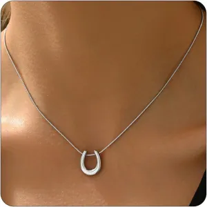 Gold Necklace for Women18K Gold Plated Sun Necklace Dainty Moon Horseshoe Pendant Necklace Trendy Bow Necklace Minimalist Jewelry