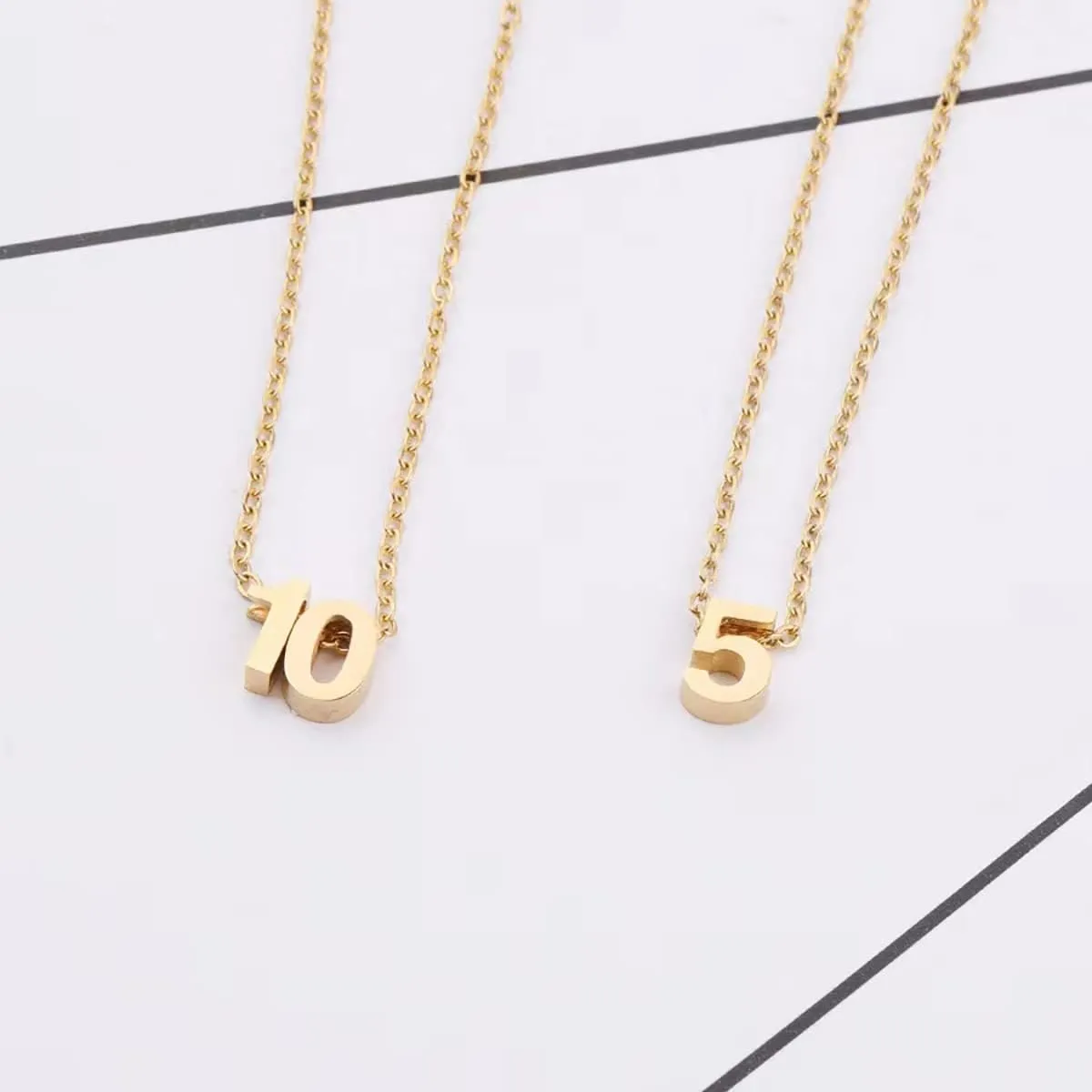 Gold Number Necklace for Women 18K Gold Plated Dainty Charm Birth Month Cute Pendant Choker Necklace Personalized Jewelry Birthday Gift for Her