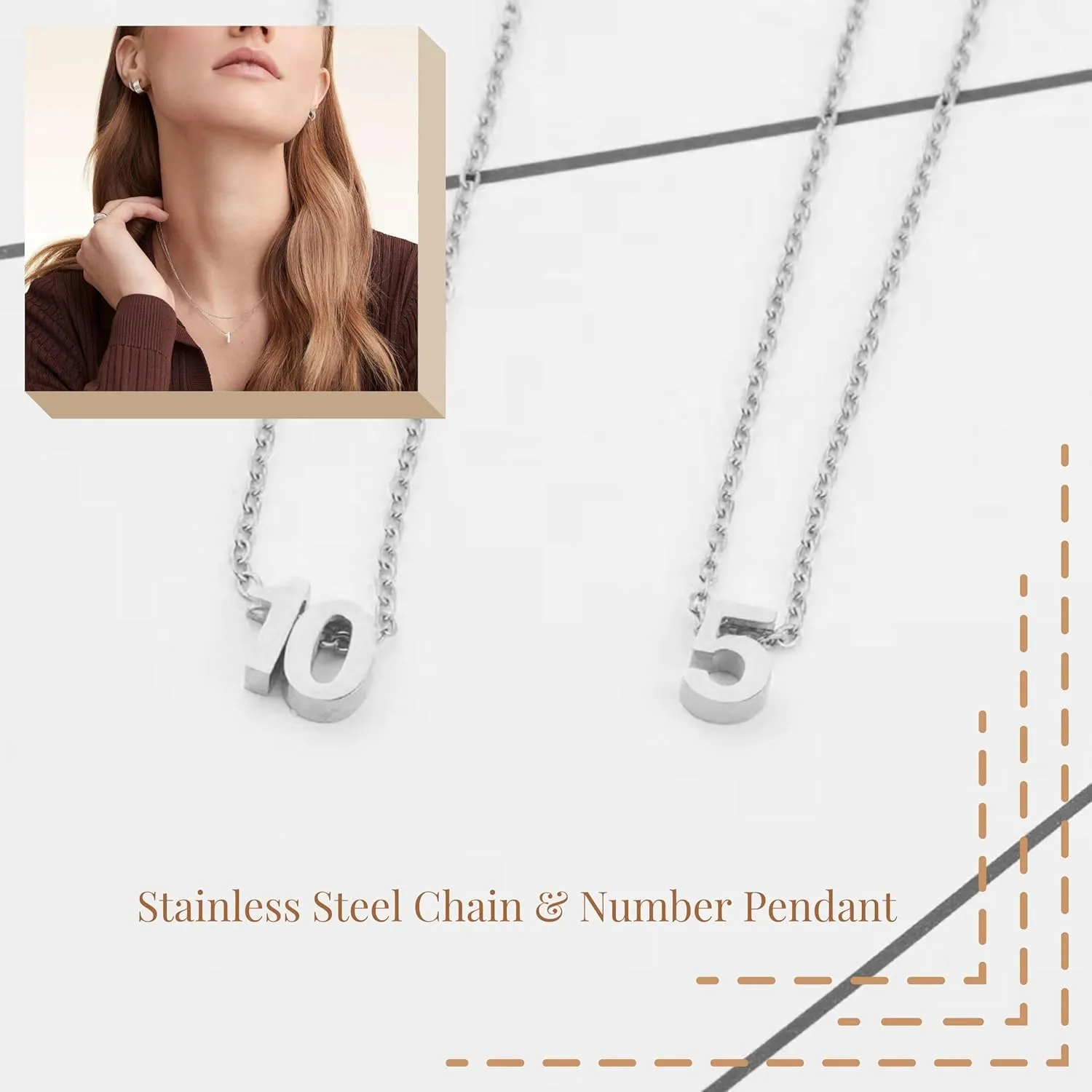Gold Number Necklace for Women 18K Gold Plated Dainty Charm Birth Month Cute Pendant Choker Necklace Personalized Jewelry Birthday Gift for Her