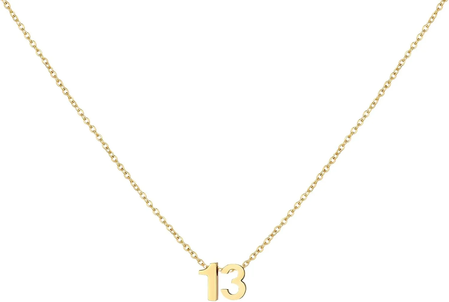 Gold Number Necklace for Women 18K Gold Plated Dainty Charm Birth Month Cute Pendant Choker Necklace Personalized Jewelry Birthday Gift for Her