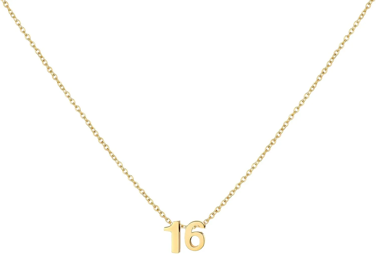 Gold Number Necklace for Women 18K Gold Plated Dainty Charm Birth Month Cute Pendant Choker Necklace Personalized Jewelry Birthday Gift for Her
