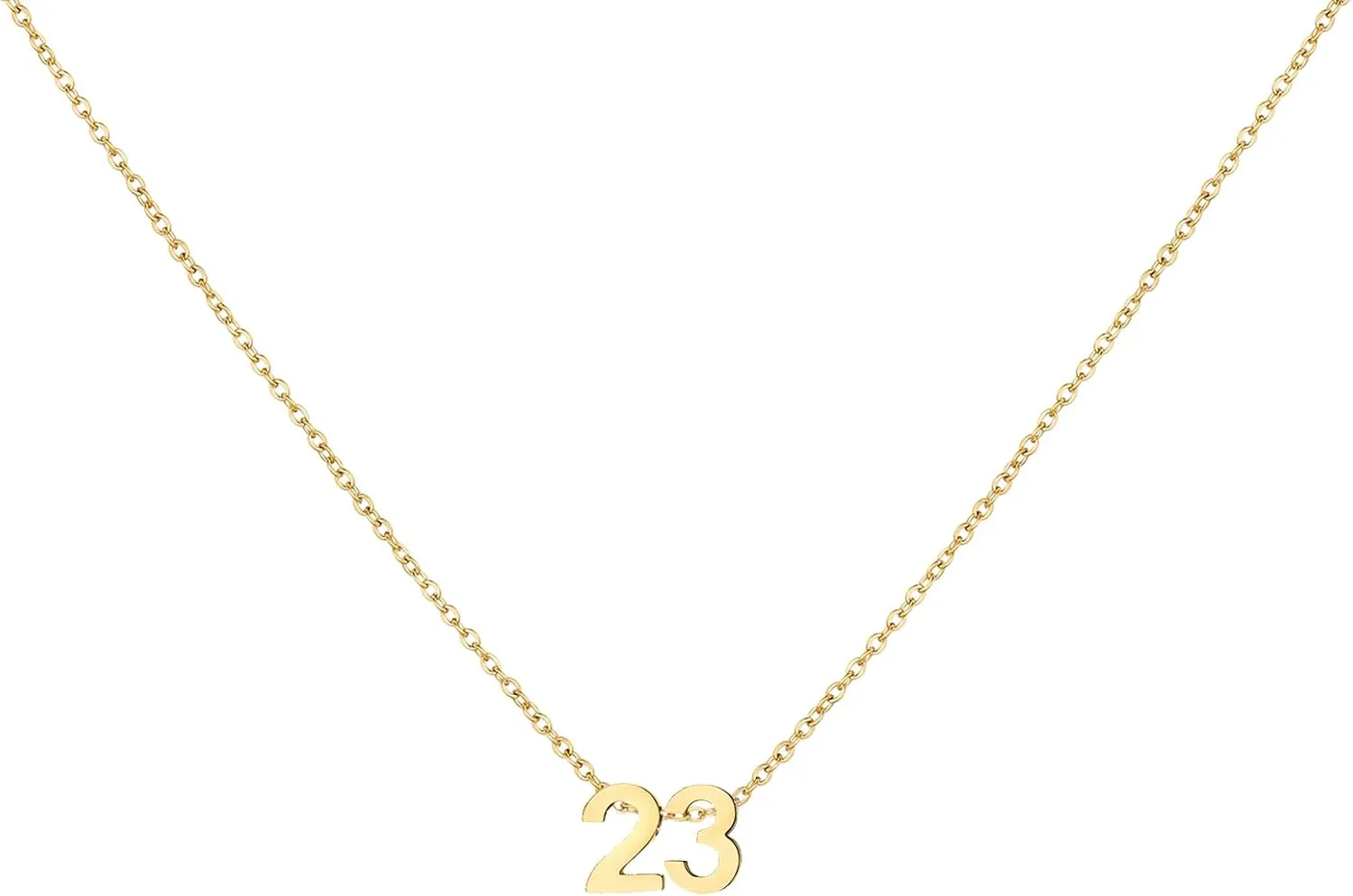 Gold Number Necklace for Women 18K Gold Plated Dainty Charm Birth Month Cute Pendant Choker Necklace Personalized Jewelry Birthday Gift for Her