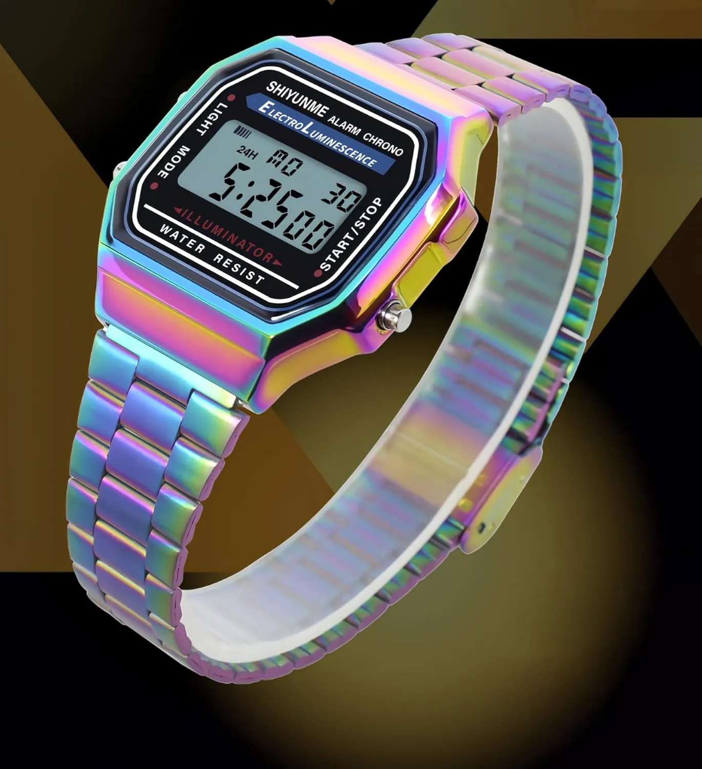 Gosasa Fashion Touch Screen Digital Watch for Men and Womens Stainless Steel Elegant Watches for Women 30M Waterproof Outdoor Sports Diamonds LED Wrist Watch