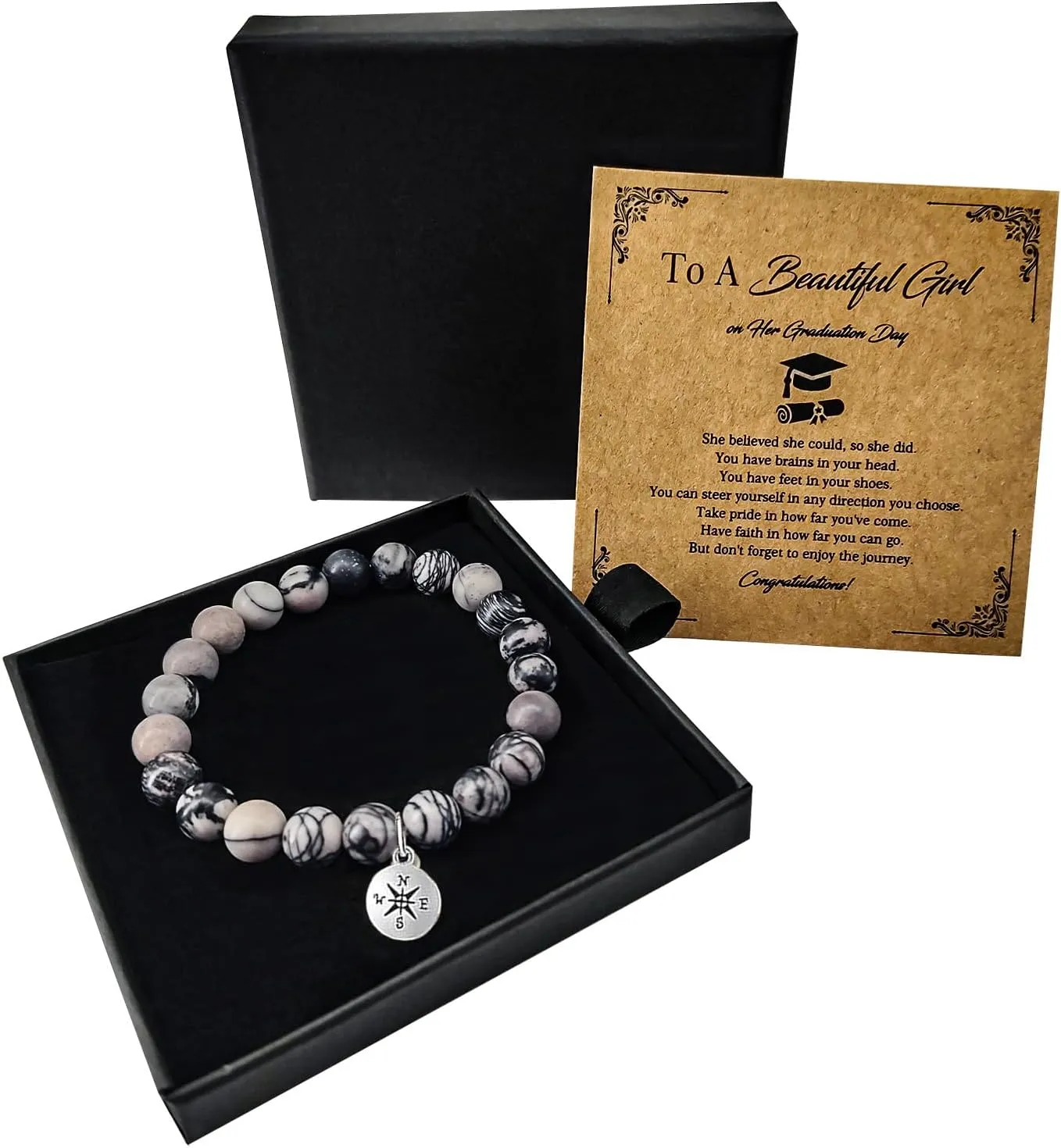 Graduation Gifts for Her,Graduation Bracelets Inspirational Compass Bracelet Class of 2025 Graduate Gifts Middle School High School College Bachelor Master for Women Daughter Friends