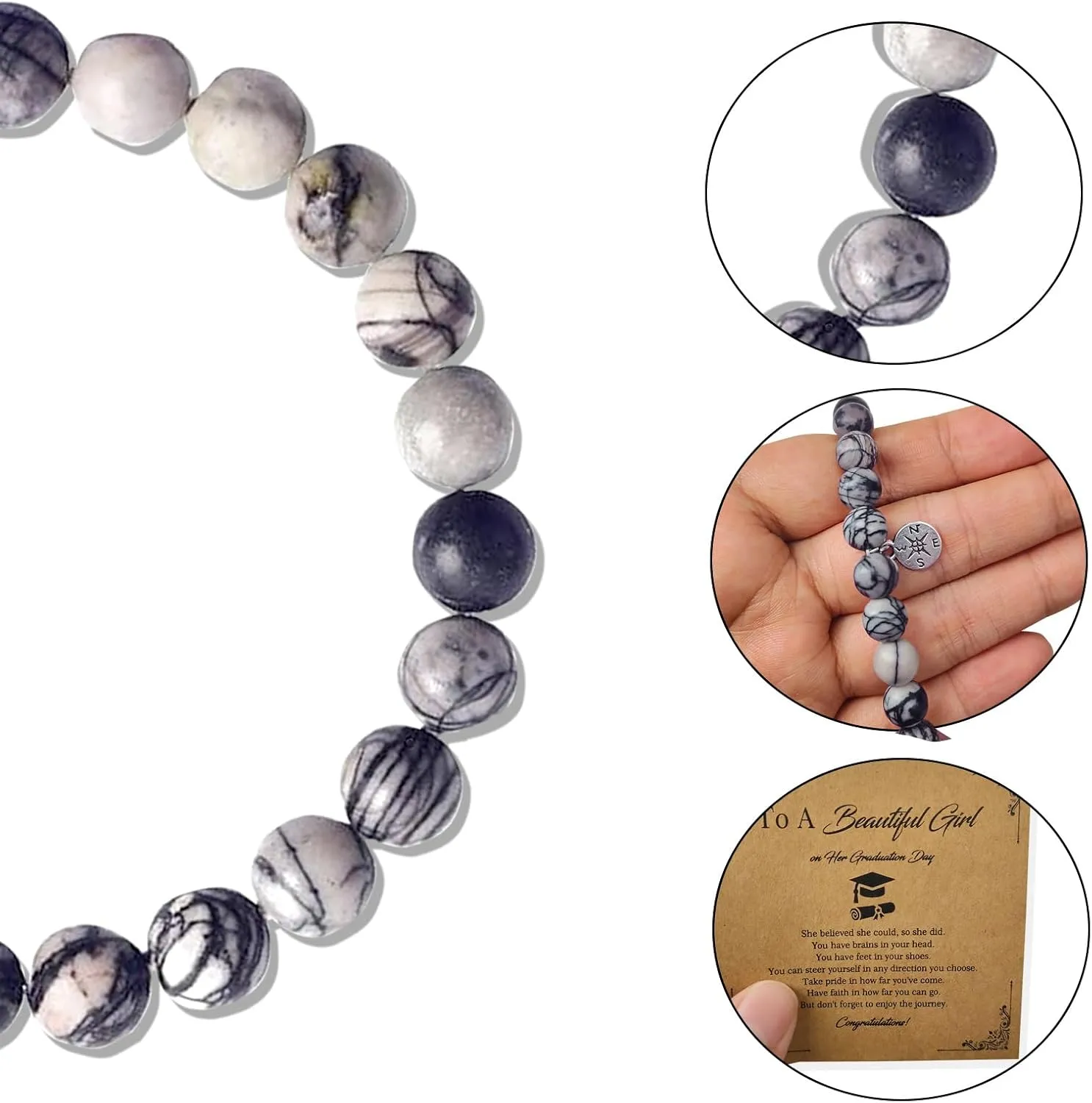 Graduation Gifts for Her,Graduation Bracelets Inspirational Compass Bracelet Class of 2025 Graduate Gifts Middle School High School College Bachelor Master for Women Daughter Friends