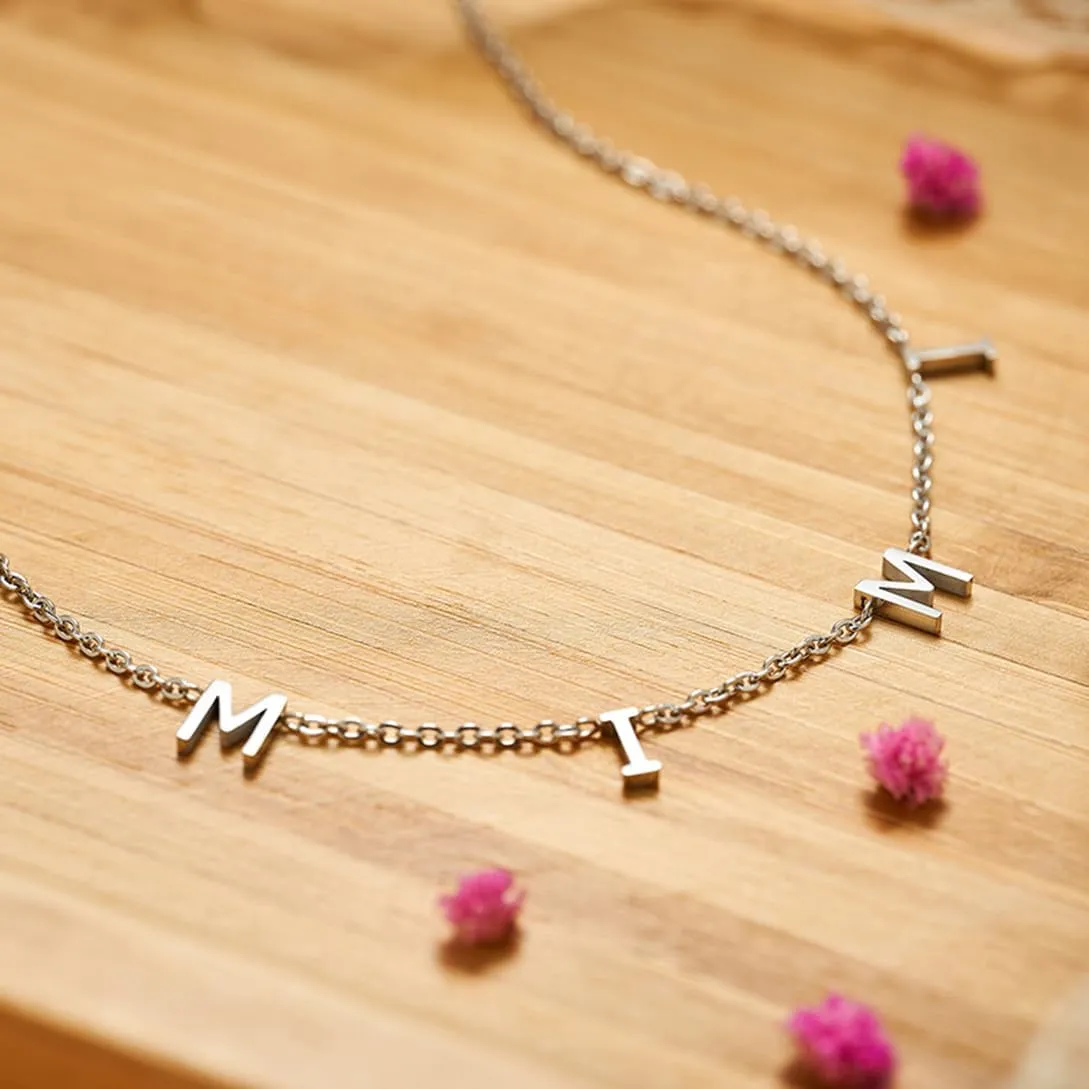 Grandma Gift Pave Mimi Gigi Necklace Nana Letter Necklace with Message Card Grandma Necklace Gift from Grandson Granddaughter Mimi Birthday Gift