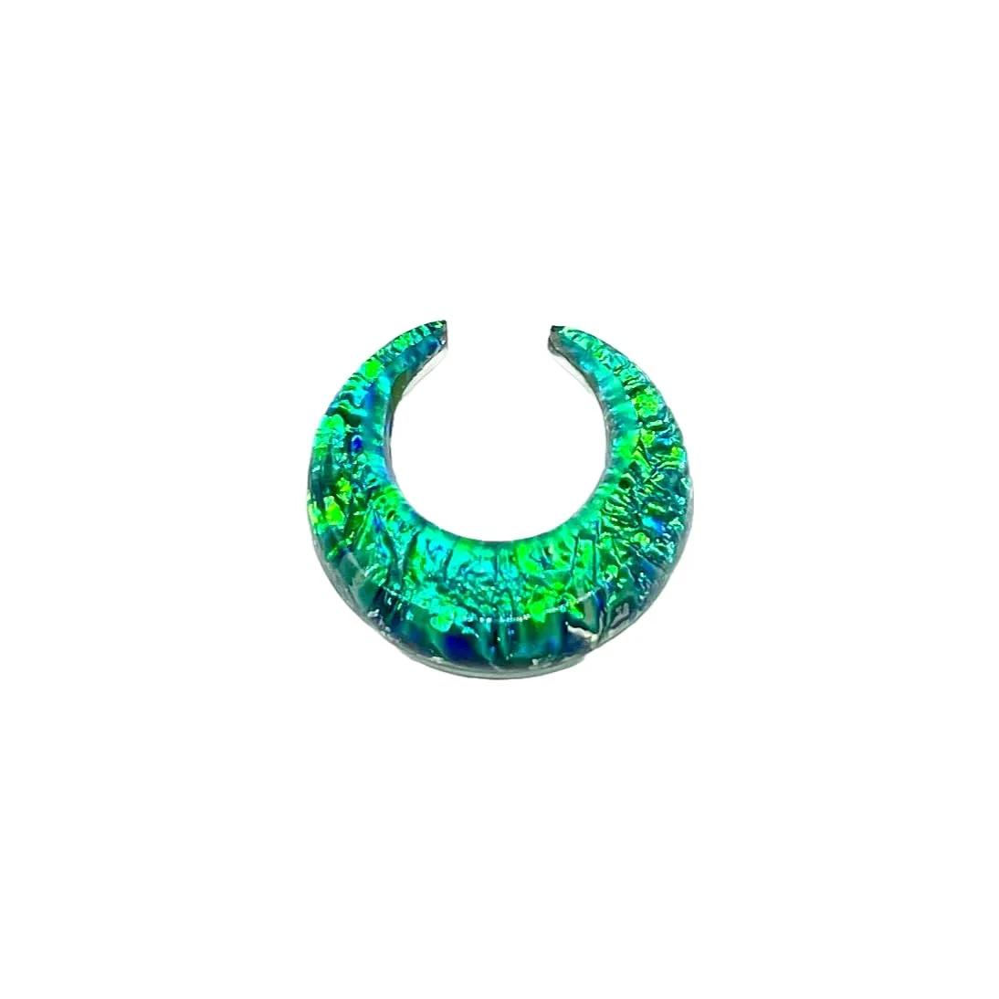 Green Opal Glitter Glass Stone Septum Pincher Nose Ring Size 12g-1/2in (7g (3.5mm))