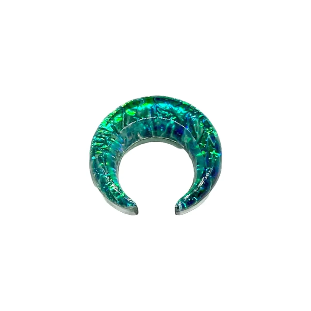 Green Opal Glitter Glass Stone Septum Pincher Nose Ring Size 12g-1/2in (7g (3.5mm))